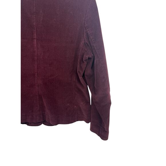 LLBean Women's 14 Reg Burgundy Corduroy Pocket Notch Collar Blazer Jacket Preppy - Picture 5 of 9